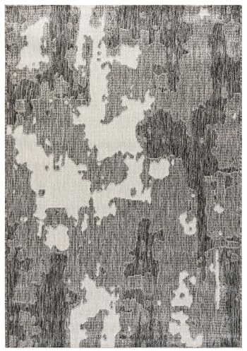 Mazovia Groß Outdoor-Teppich Balkon 250x350cm Anthrazit Grau Abstrakt | Balkon Teppich für Terrasse Garten Wetterfest Kurzflor Pflegeleicht UV-Beständig Tierfreundlich Robust Wasserabweisend Modern