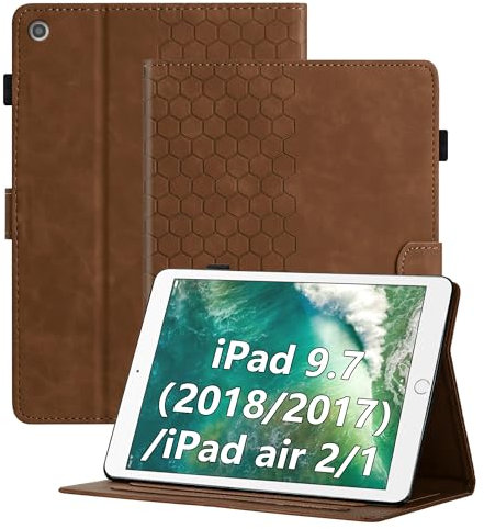 Cicili Coque pour iPad 6ème/5ème Génération Version 9.7 Pouces 2018/2017, Étui pour iPad Air 1/2, avec Fine Folio Protecteur Tablette Housse de Protection en Cuir PU avec Support, Marron