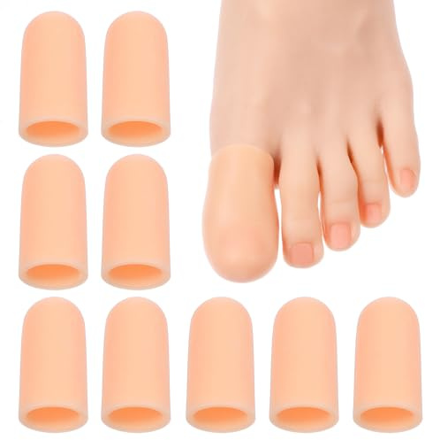 JIEYAO 10 Pack Gel Toe Caps and Protectors, Soft Gel Toe Protectors Elastic Toes Covers Toenail Caps Sleeves for Foot Pain Relief Ingrown Toenails Corns Calluses Blisters Men Women
