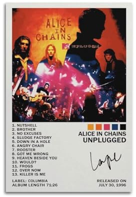 AHSEOIWRJH Poster Alice in Chains, Album, Poster, Vintage-Druck, Wandkunst, Poster, dekoratives Gemälde, ästhetische Leinwand-Dekoration für Wohnzimmer, Schlafzimmer, 30 x 45 cm, ungerahmter Stil