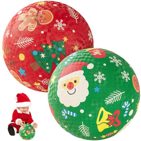 U&C Planet Nikolaus Geschenke Kinder 2er Pack Spielbälle 21,5 cm Weiche Gummi-Bälle für Kinder 1-8 Jahre Dodgeball & Handball für Innen- und Außenbereich mit Luftpumpe