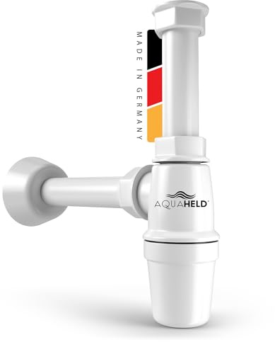 AquaHeld® Siphon für Waschbecken [Made in Germany] - 1 1/4 “ x 32mm - Flaschensiphon + Anschlussdichtungen