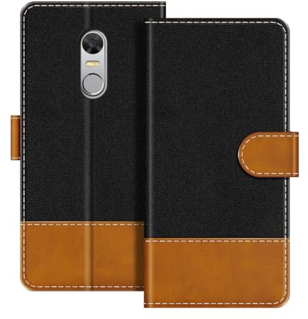 UOGNADGD Leder-Flip-Portemonnee-Hülle Kompatibel mit TP-Link Neffos X1 Handyhülle mit Kartenhaltern, RFID-Blockierung, Magnetverschluss & Kickstand (Schwarz)