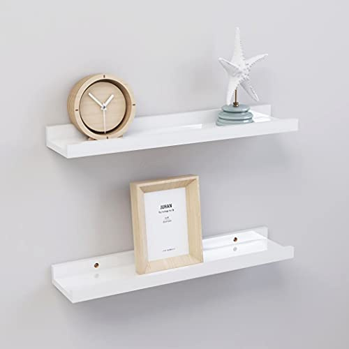 Owoxanthellate Wandregal 2er Set Weiß Hochglanz 40x9x3 cm MDF Schweberegal Mini Regal für Bücher Deko Pflanzen Modernes Design für Livingroom Küche Flur
