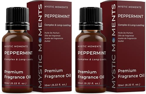Mystic Moments | Peppermint Fragrance Oil - 10ml - Perfect for Soaps, Candles, Bath Bombs, Oil Burners, Diffusers and Skin & Hair Care Items (Pack of 2)