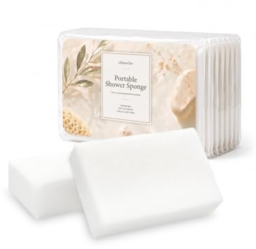 Disposable Shower Sponges 12 Pack, Individually Wrapped Bath Sponge, Just Add Water for Quick Clean, Daily Use, Travel