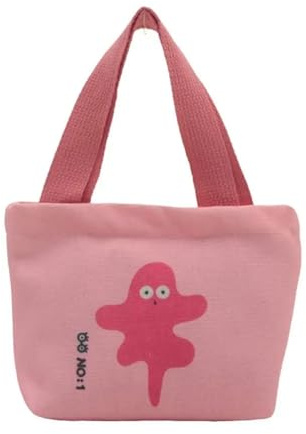 WWYYZAYC Mini-Canvas-Tasche, Cartoon-Damen-Handtasche, kleine Taschen, niedliche Hand-Lunch-Casual-Tote-Snack(Color-01)