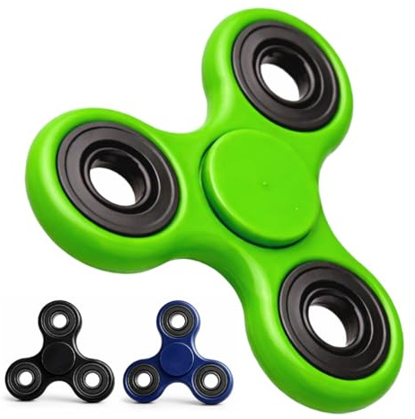 Murago - 3er Set Spinner Metall & Kunststoff - für Kinder Erwachsene | Anti Stress Fidget Hand Spielzeug Toys Geschenk Hochwertig Grün Blau Schwarz Mitgebsel