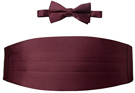 Spring Notion Herren Kummerbund und Fliege Set, dunkles burgunderrot, Regulär
