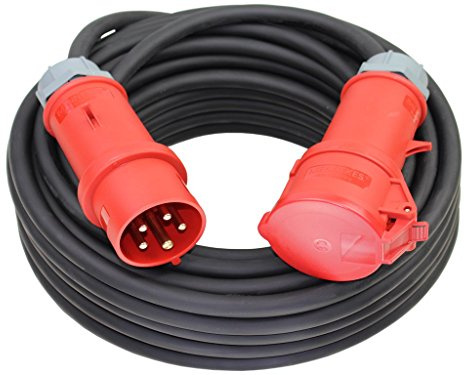 CEE Starkstromkabel 400V 32A 5x4mm² H07RN-F mit MENNEKES Phasenwender Stecker und Kupplung -15m-