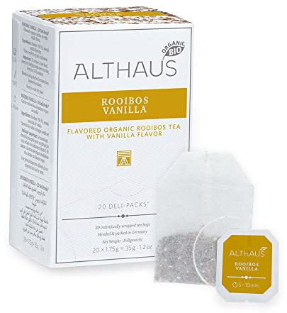 Althaus Tee ROOIBOS VANILLA 20 x 1,75g ⋅ BIO Rooibush/Rooibos/Rooibuschtee mit Vanillegeschmack im klassischen Teeaufgussbeutel ⋅ DELI PACK