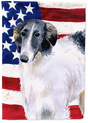 Caroline's Treasures BB9672CHF Borzoi patriotische Flagge Leinwand Hausgröße, Hausgröße, Mehrfarbig