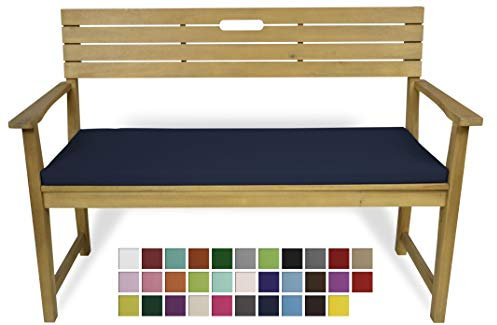 Rollmayer Bankkissen Bankauflage Sitzkissen Bankpolster Auflage für Bänke in Haus und Garten Kollektion Vivid, 1 Stück (Dunkel Blau 16, 120x40x4cm)