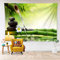 LB 200x150cm Wandteppich Zen Spa Wandtuch Weiße Orchidee und grüner Bambus Wandbehang Japanischer Garten Tapisserie für Wohnzimmer Schlafzimmer Wohnheim Wanddeko