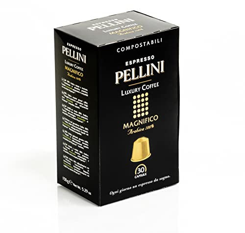 PELLINI Café Espresso Luxury Coffee Magnifico Compatibles Nespresso Compostables/Autoprotégée Étui de 30 Capsules 150 g