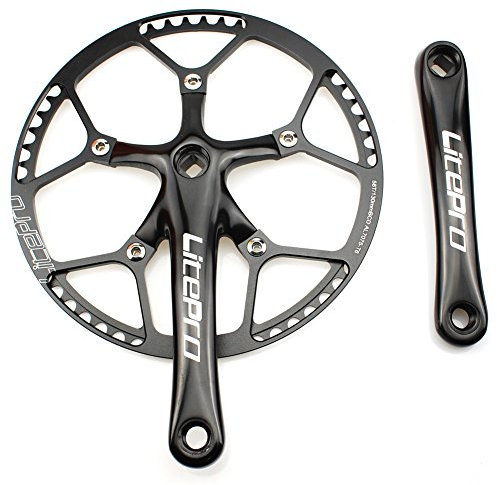 CYSKY Single Speed Kurbelgarnitur MTB Kurbelgarnitur 58T 170mm Kurbelarm 130 BCD Mountainbike Kurbelgarnitur IXF für Single Speed Bike, Rennrad, Fixie, Dahon (Square Taper, Black)