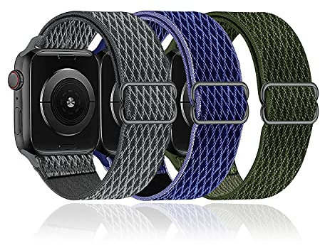 baklon 3 Piezas Compatibles con Correa de Reloj Apple 42mm 44mm 45mm,Correa de Nylon de Repuesto Compatible con iWatch Series SE/7/6/5/4/3/2/1