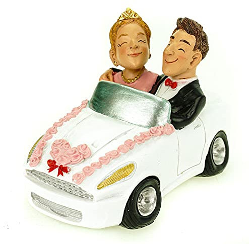 Spardose Hochzeitspaar im Auto mit Text Just Married 14 cm Polyresin Sparschwein Hochzeit
