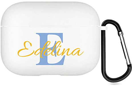 Personalisierte 2-seitige AirPods Hülle für Apple AirPods Pro, gestalten Sie Ihre eigene AirPods Hülle mit Ihrem Namen und Foto, niedliche Hülle zum Valentinstag (Weiß)