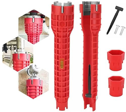 Konxi Multifuncional de Grifo Fregadero, Llave para Instalador de Grifos Llave de Tubo de Agua Multifuncional (8 En 1) Llave de Instalador de Fregadero, para Regadero, Lavabo, Baño, Cocina, Inodoro