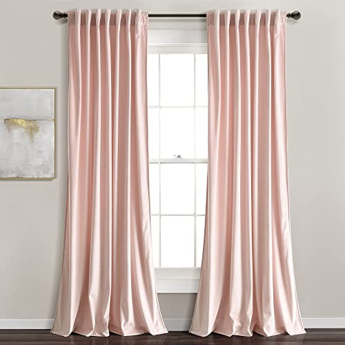 Lush Decor Prima Paire de Rideaux de fenêtre en Velours résistant filtrant la lumière avec Passe-Tringle, 213,4 cm de Long x 137,2 cm de Large, Rose poudré