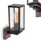 Außenwandleuchte Lapa, Außenleuchte aus Metall/Glas in Schwarz/Holzoptik/Klar, Moderne Wandlampe mit Lichteffekt für Terrasse/Hof/Eingangsbereich, 1 x E27, ohne Leuchtmittel, IP44