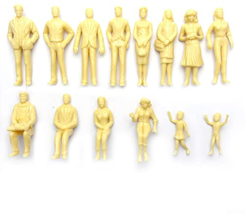 AIDNTBEO 60 Stück Modellfiguren 1:87 unlackiert H0 Figuren stehend H0 Zubehör Kunststoff für Miniaturszenen Neu