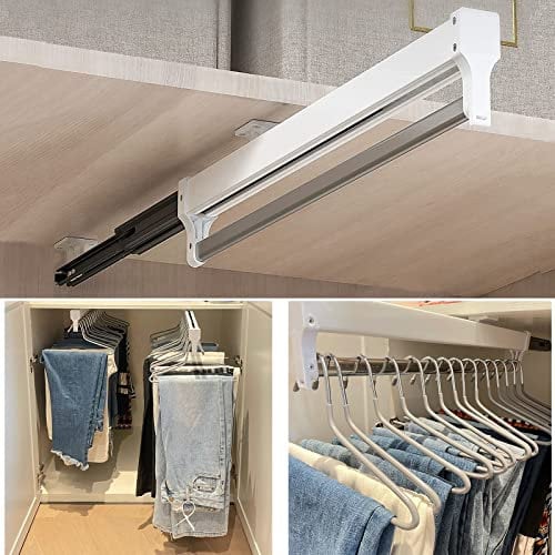 MAFAGE Tringle à vêtements extensible permettant de sortir les cintres, barre télescopique réglable, 292 mm, blanc
