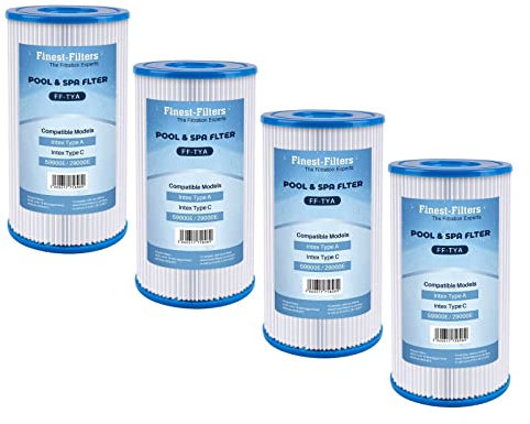 4 Pack Replacement Swimming Pool Pump Water Filter Cartridge Compatible For Bestway 3 & Intex Type A Or C Pool Water Filters