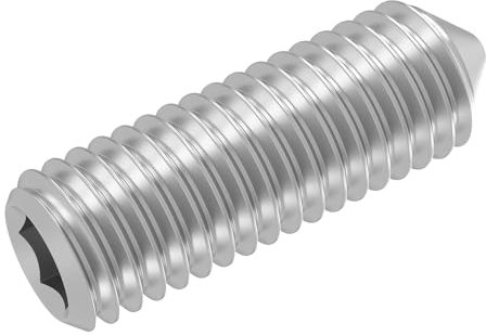 Vis sans tête SECCARO avec pointe M4 x 12 mm, acier inoxydable V2A VA A2, DIN 914 / ISO 4027, six pans creux, 20 pièces