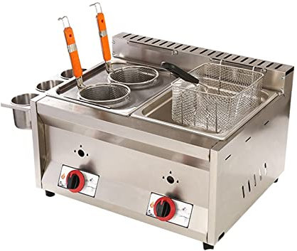 Friteuse commerciale avec panier 2 x /8L Friteuse à gaz, grande friteuse en acier inoxydable avec couvercle Friteuse de poisson gras, pour la cuisine domestique et le restaurant ( Color : E , Size : 5