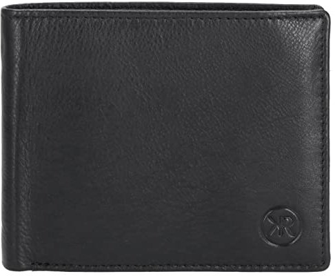 Kenorada Querbörse Herren Imst | Geldbörse für Herren | aus hochwertigem Echtleder | Separates Münzfach mit Druckknopf | 6 Kartenfächer für Kreditkarten (schwarz)