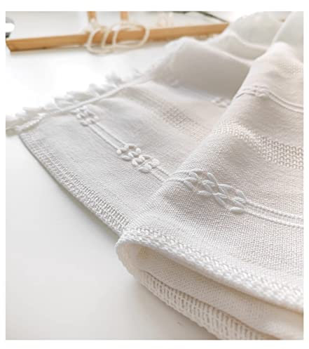 Rideau de séparation Semi-occultant Lavable à la Machine de Cuisine de Chambre à Coucher de Rideau Creux rayé Japonais avec la Tige rétractable (Color : White, Size : 140x60cm(WxH))