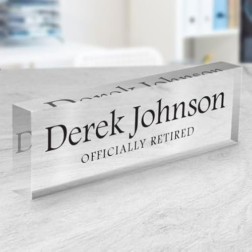 Acrylic Executive Personalised Desk Name Plate 10cm W x 3cm H x 12mm D (Design 001)