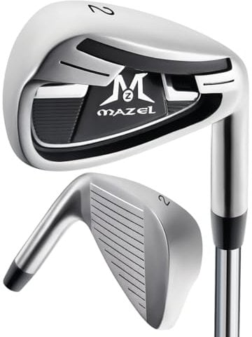 MAZEL WM-X3 Golf Single Iron Club 1,2,3, 4,5,6,7,8,9, P, S,Premium Stainless Steel Shaft, CNC Milled Face for More Spin (Silver, Single 2 Iron)