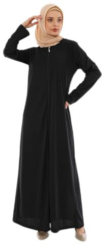 Elanesa Damen-Abaya mit Reißverschluss (12328, Schwarz, groß)