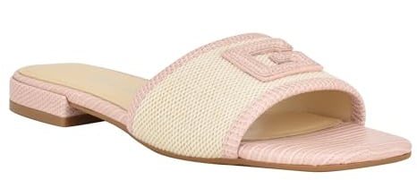 GUESS Sandales plates Tampa pour femme, Rose clair naturel multicolore, 37 EU
