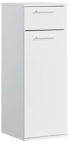 mokebo® Bad-Beistellschrank schmal 'Der Matrose', Badschrank in weiß oder Badezimmerschrank, auch als Nischenschrank oder Midischrank fürs Bad aus Holz in 91x33x34cm (HxBxT), auch als Badmöbel Set
