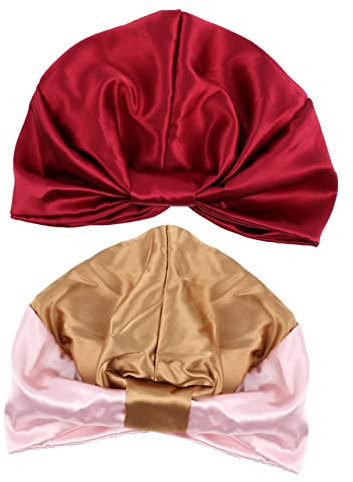 Angoily 6 STK Doppelschichtige Schlummertrunk Schals Für Frauen Seidenhaube Zum Schlafen Satinhaube Satinschal Hüte Schlafmütze Nacht Fleck Motorhaube Seidentuch Stretchsatin Haar Fräulein