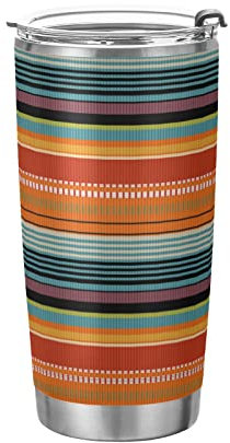 Anticsao Mexican Serape Stripes Tumbler with Lid and Straw, Insulated Stainless Steel Tumbler Cup, Double Walled Travel Coffee Mug Thermal Vacuum Cups for Hot & Cold Drinks 20oz