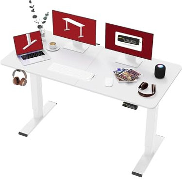 SANODESK Höhenverstellbarer Schreibtisch 120 x 60 cm Schreibtisch Höhenverstellbar Elektrisch Ergonomischer Steh-Sitz Tisch Computertisch für Heimbüro Homeoffice(weiß)