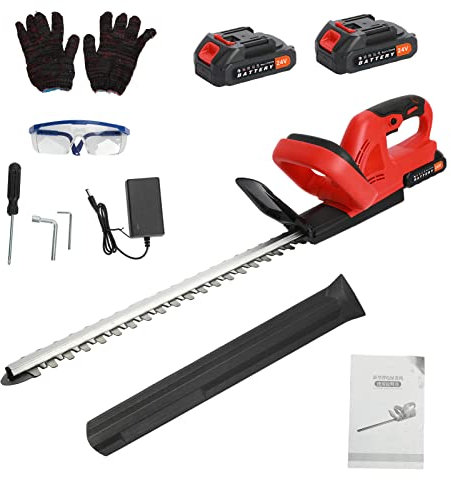 Taille-haie électrique sans fil avec piles puissantes rechargeables et interrupteur marche/arrêt 800 W