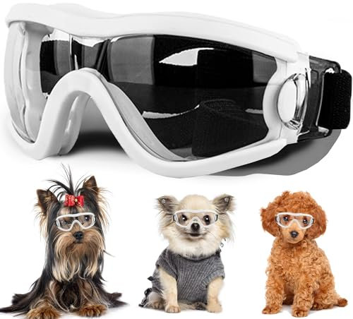 Lunettes de soleil pour petit chien avec sangle réglable Protection UV Lunettes de soleil Winproof Chiot Protection des yeux des chiens Lunettes de soleil souples pour chien