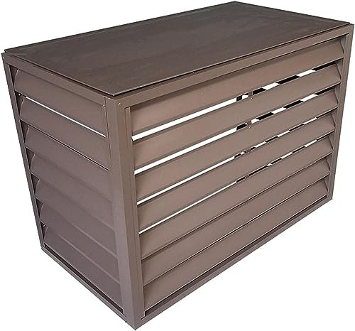 Halterung für Split-Klimaanlage, Split-Klimaanlageneinheit, große Abdeckung für Außengeräte aus Aluminiumlegierung, Schutzgitter für Klimasystem (Größe: 100 x 50 x 70 cm, Farbe: Flachdach braun)
