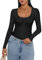Ekouaer Camiseta Interior Mujer Manga Larga Casual Algodón Térmica Otoño Negro M