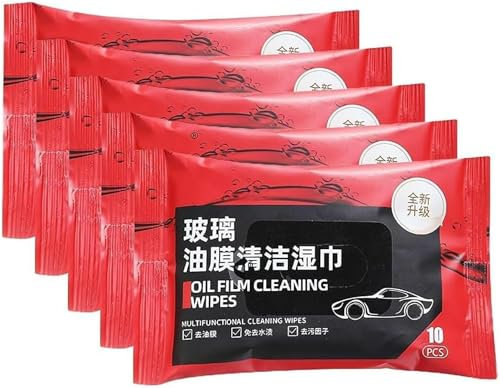 ​​​Wipes for Quick Cleaning of Oil Film, Auto Glass Oil Film Removal Wipes, Auto Cleaning Wipes, Multifunctional Cleaning Wipes, for Car Window Remove Water Stains (5 Box)