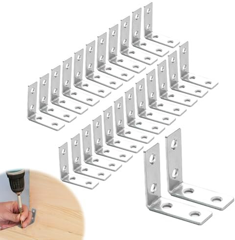 25pcs Equerre Metal 40x40x15mm, Equerre Fixation, Equerre De Fixation Metal, Connecteurs De Fixation Robustes Pour Bois, Protection Anti-Corrosion Et Montage Facile Équerres De Fixation