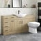 Affine® 1564mm Bathroom Vanity Unit Toilet WC Unit Combination Basin Sink Laundry Drawer Storage Cabinet Cupboard Freestanding Soft Close, Oak Wood