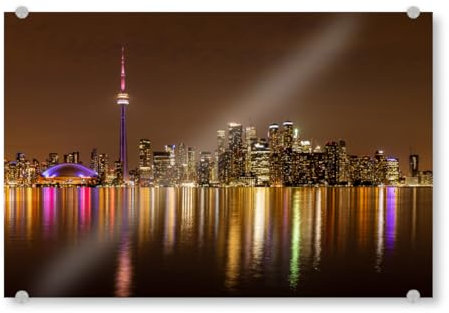 artboxONE Acrylglasbild 75x50 cm Städte Toronto bei Nacht Bild hinter Acrylglas - Bild Toronto Kanada Ontario