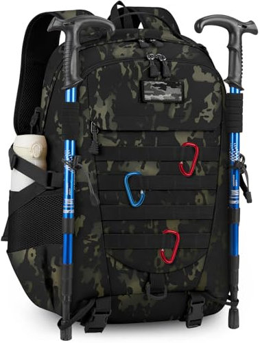 RAINSMORE Militär Rucksack 43L Trekkingrucksack Tactical Backpack Große Molle Military Wanderrucksäcke für Outdoor Camping Taktischer Assault Wandern Reisen Tarnfarbe
